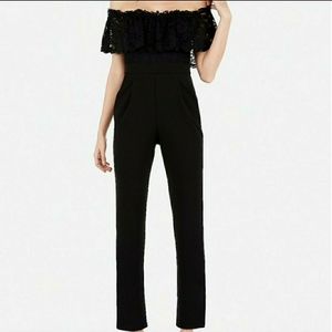 Express off the shoulder Lace bodice jumpsuit